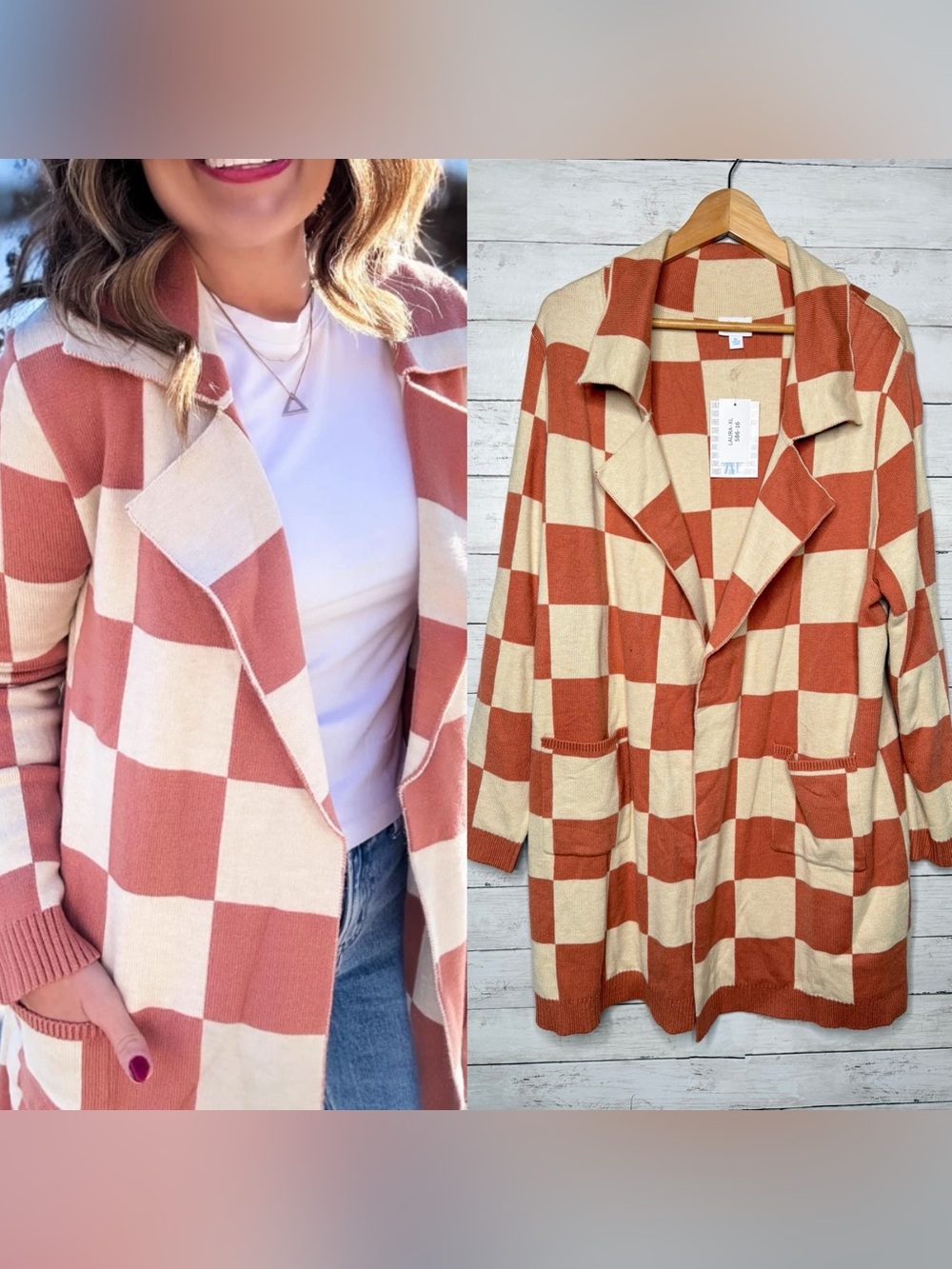 Lularoe Laura Open Front Lapel Longline Cardigan Sweater XL